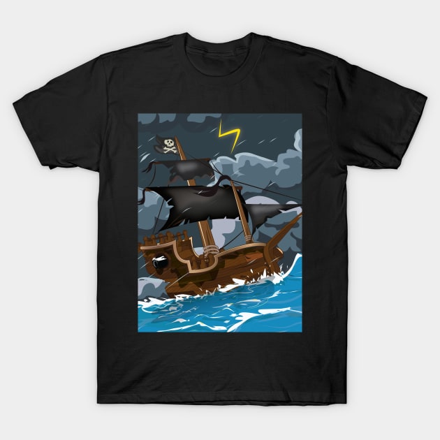 Pirate Ship in a storm T-Shirt by nickemporium1